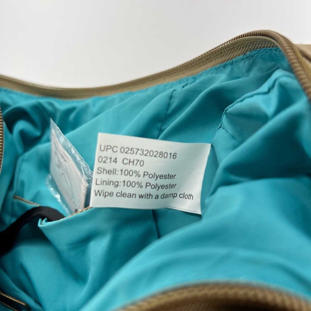 Travelon Anti-Theft Hobo Bag Tan Polyester Turquoise‎ Lining RFID 42911-770 - Picture 6 of 8